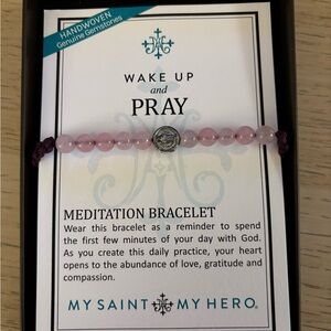 My Saint My Hero Pink and Purple Meditation Bracelet